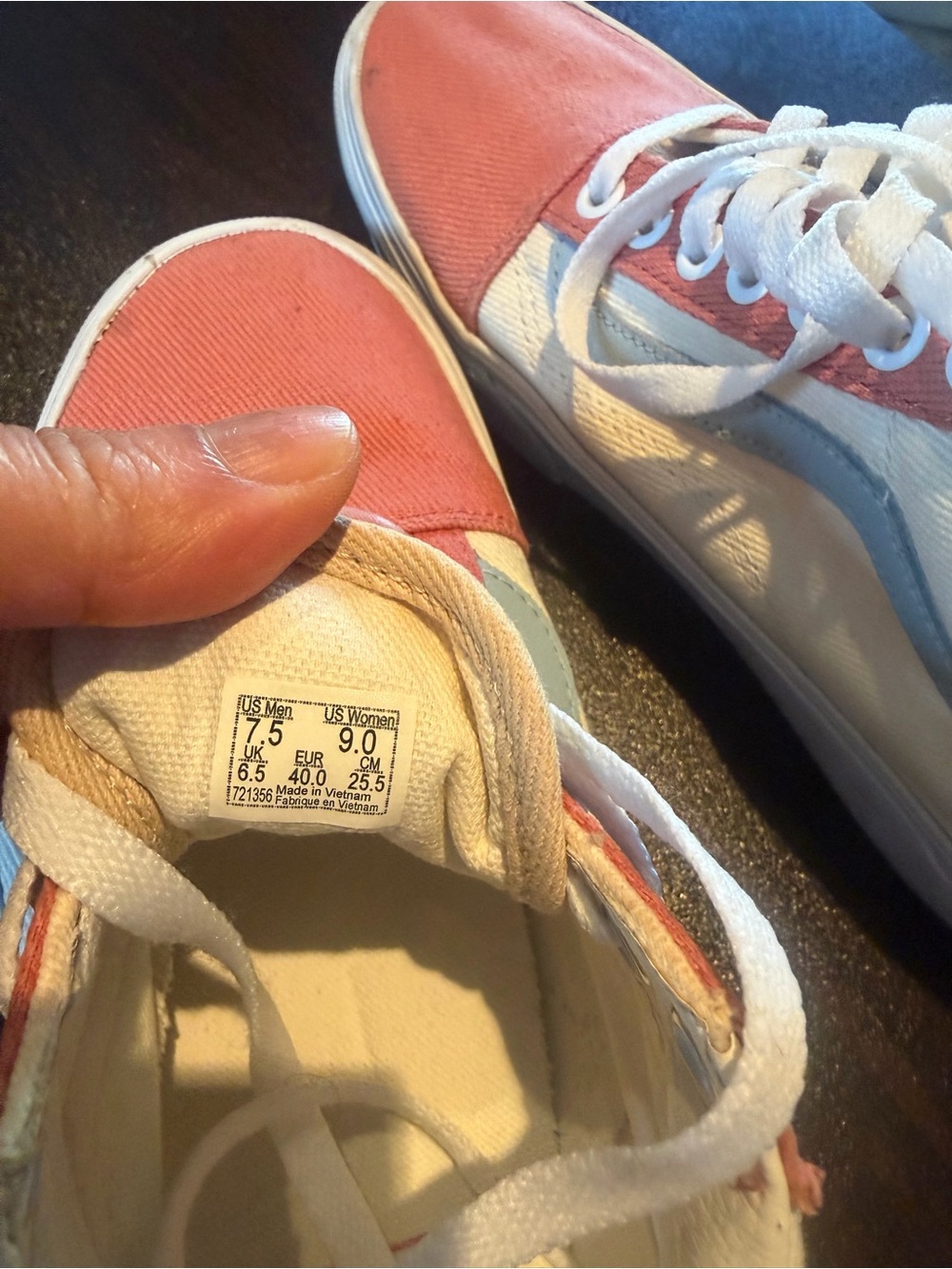 Vans Two-Tone Canvas Sneakers in Coral and Cream - Picture 3 of 6
